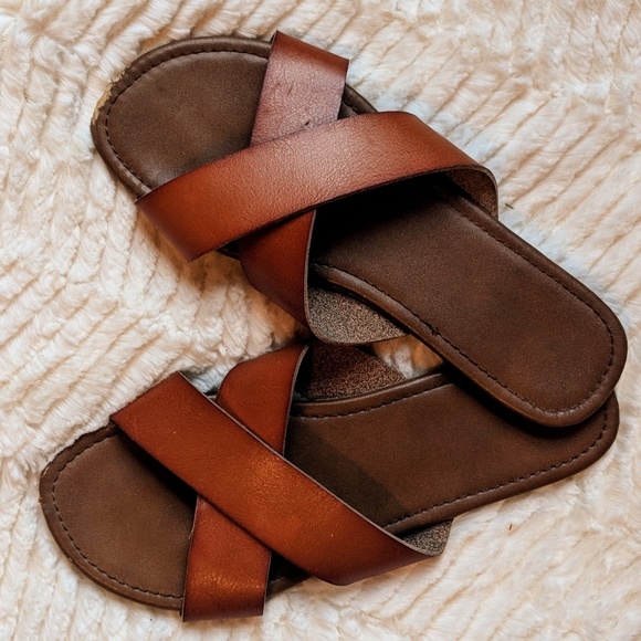 cross flat sandals